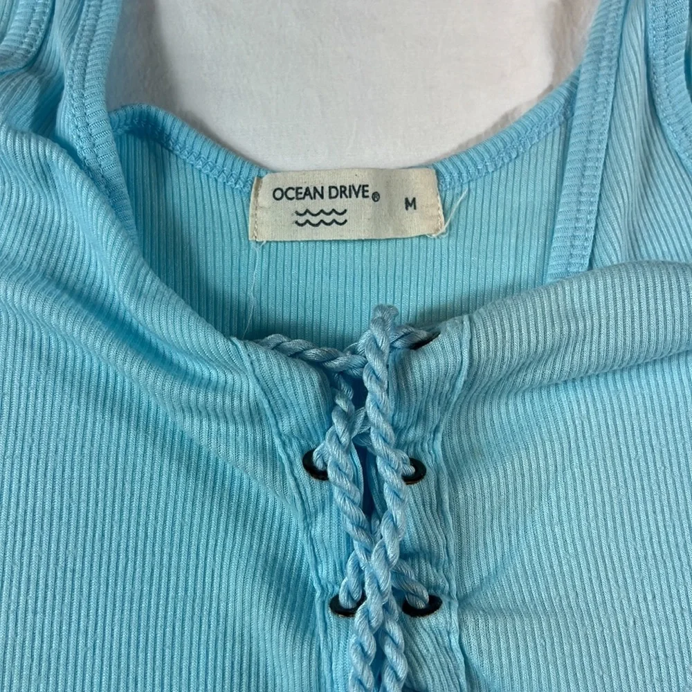 Ocean Drive M Blue Ribbed Tank - Picture 10 of 13